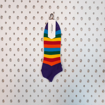 جوراب مچی زنانه طرح راه راه رنگی بنفش