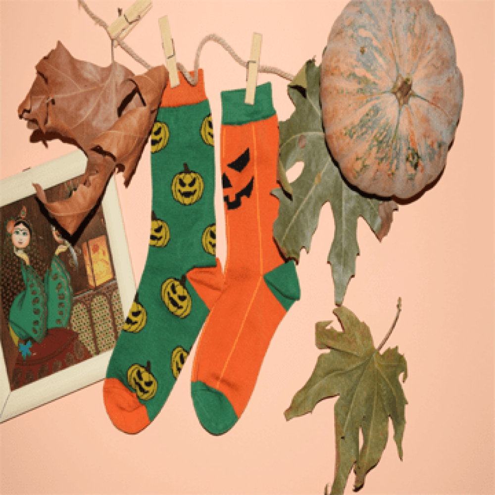 جوراب نیم ساق طرح کدو هالووین
