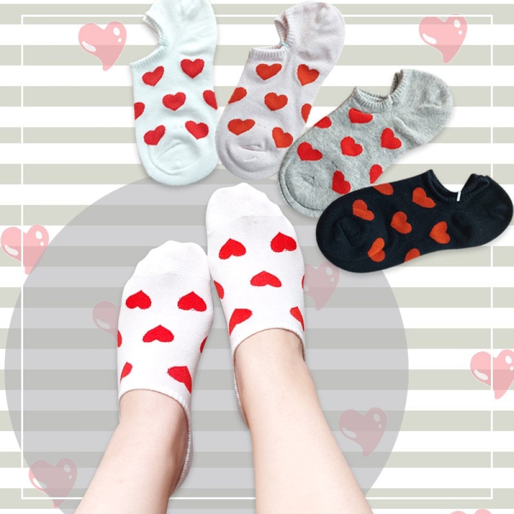 جوراب زیر قوزک زنانه طرح قلب قرمز