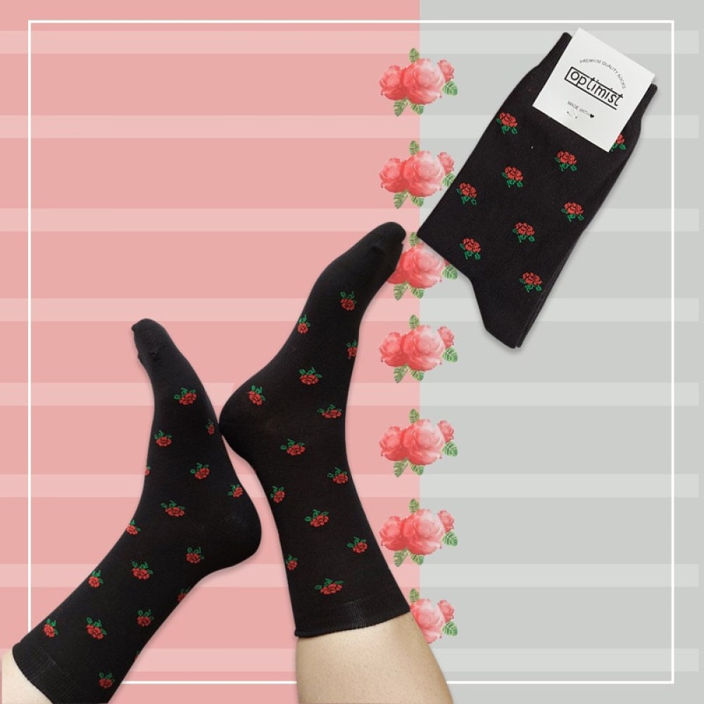 جوراب ساقدار زنانه طرح گل رز آپتیمیست