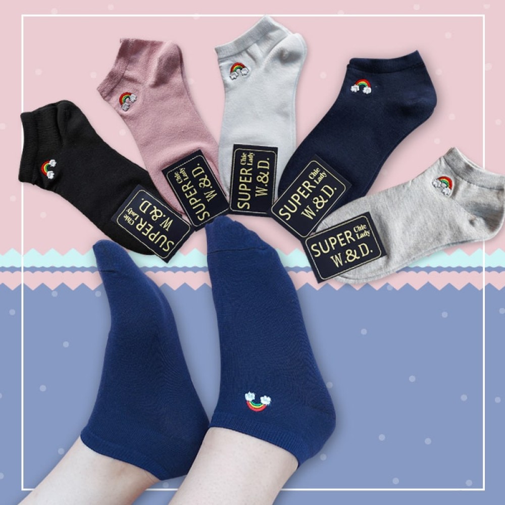  جوراب مچی زنانه گلدوزی شده طرح رنگین کمان