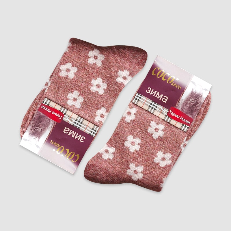 جوراب ساقدار زنانه پشمی طرح شکوفه - پوست پیازی