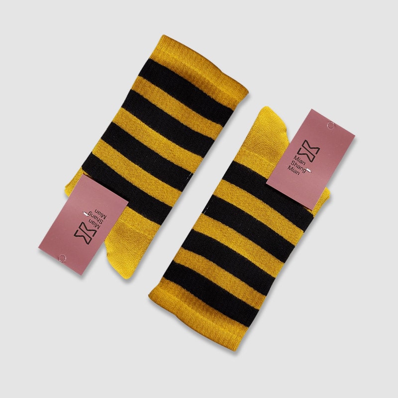 جوراب ساقدار زنانه کبریتی طرح زنبوری - زرد
