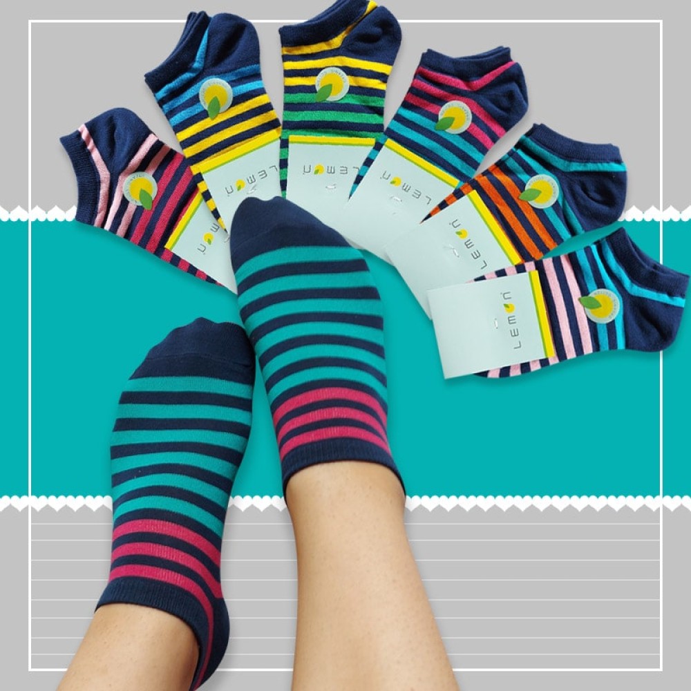 جوراب مچی زنانه راه راه رنگی Lemon