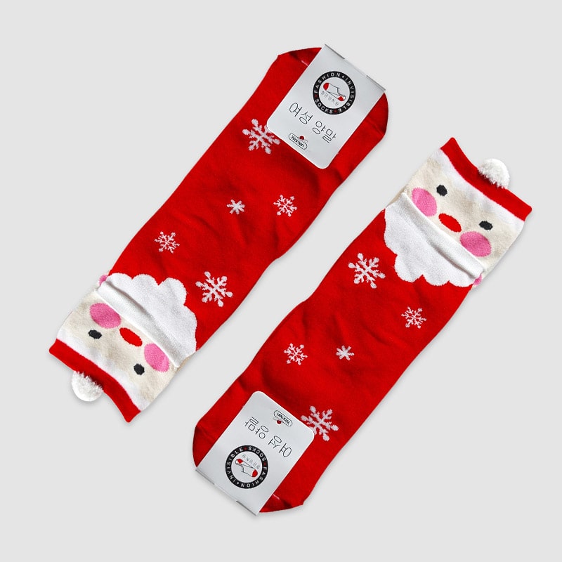 جوراب ساقدار زنانه طرح کریسمس متنوع - بابانوئل قرمز