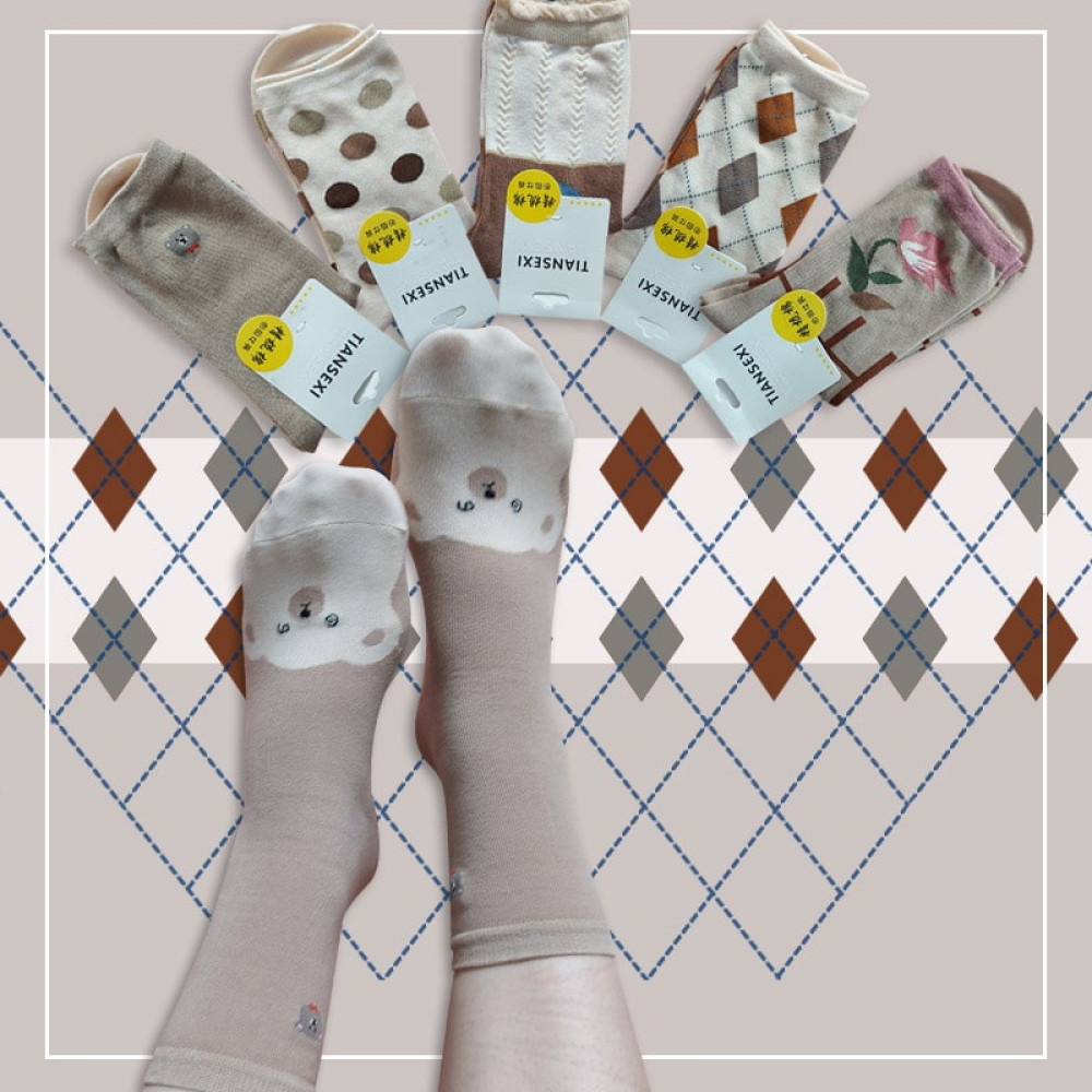 جوراب ساقدار زنانه طرحدار قهوه ای