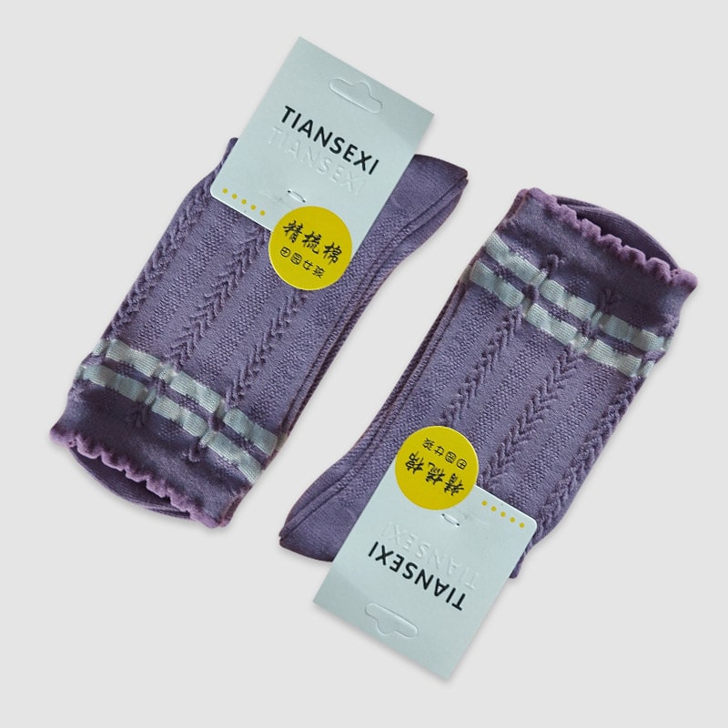 جوراب ساقدار زنانه طرحدار بنفش - طرح گندمی