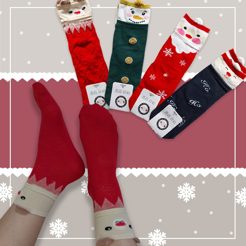 جوراب ساقدار زنانه طرح کریسمس متنوع