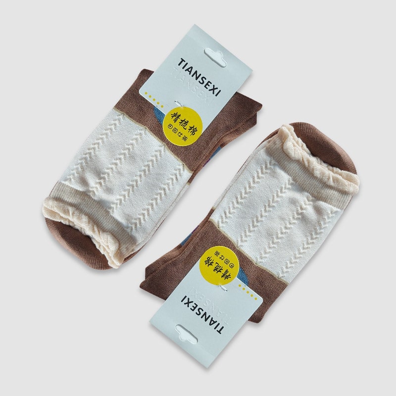 جوراب ساقدار زنانه طرحدار قهوه ای - طرح 3