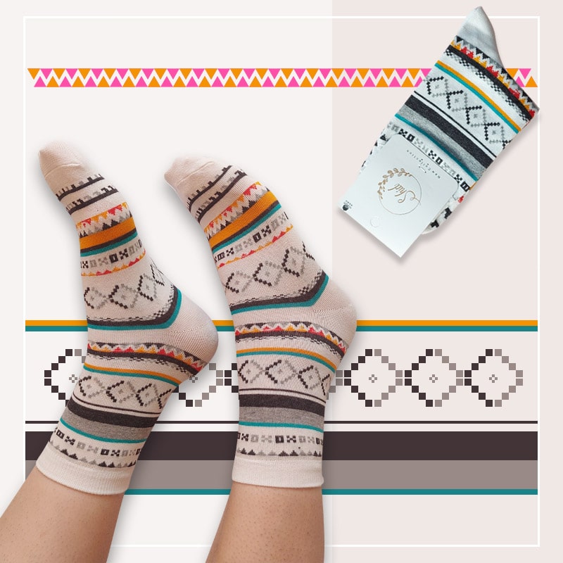 جوراب ساقدار زنانه شید طرح سنتی - 6 رنگ