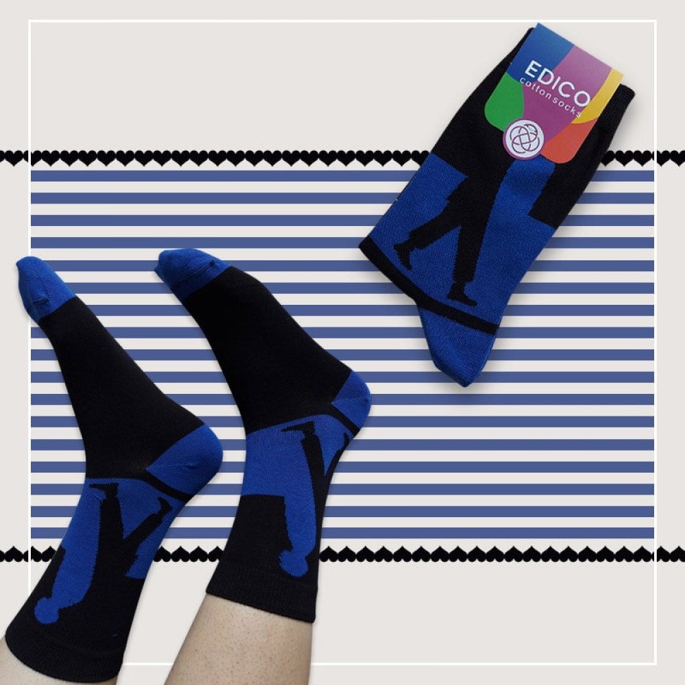 جوراب ساقدار زنانه طرح سایه مرد آبی