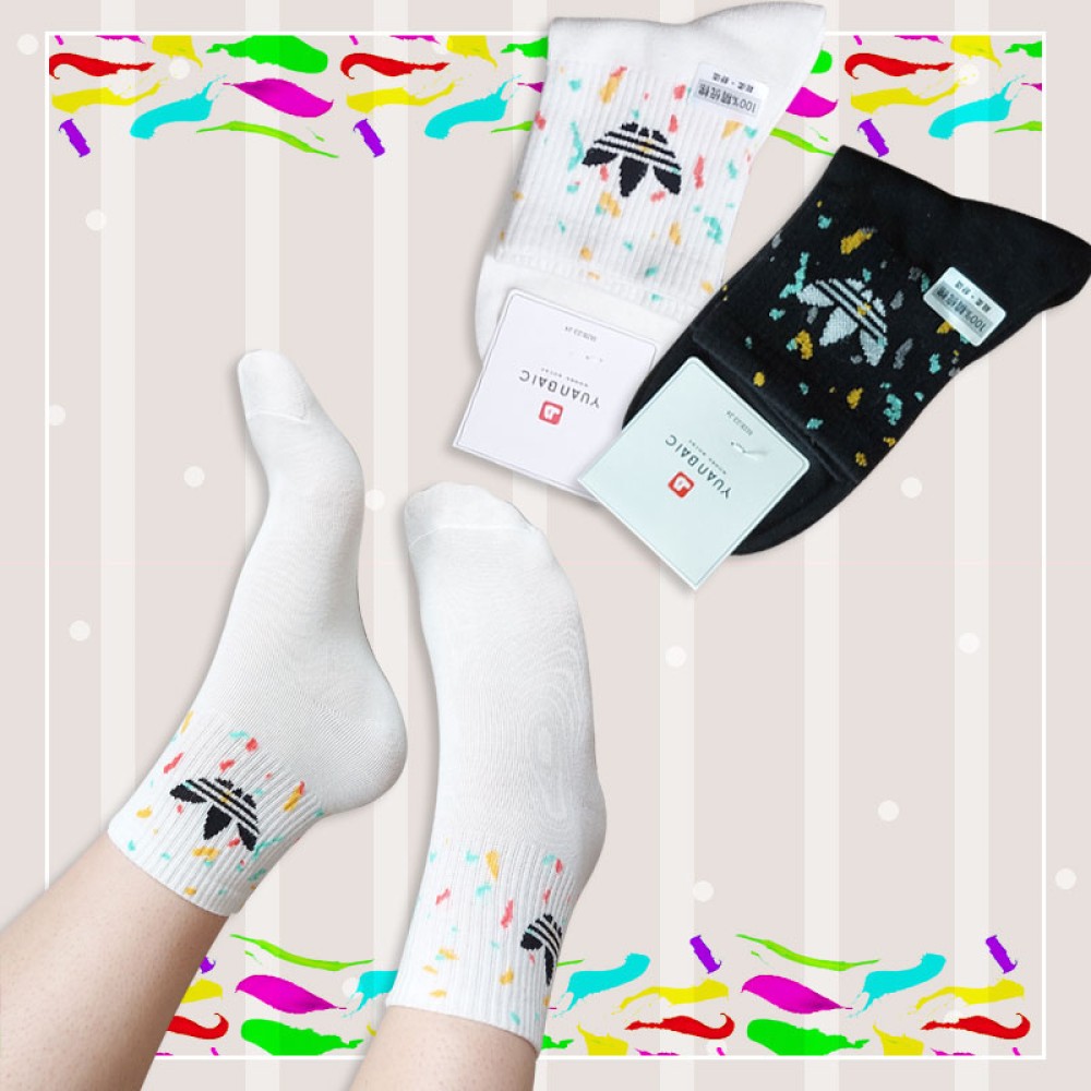 جوراب نیم ساق زنانه آبرنگی طرح آدیداس