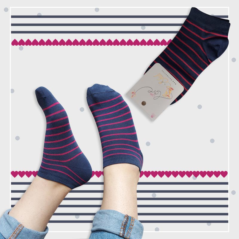 جوراب مچی زنانه طرح راه راه نازک شید - 5 رنگ