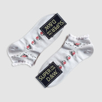جوراب مچی زنانه طرح گلدار لبه چین دار - طرح3