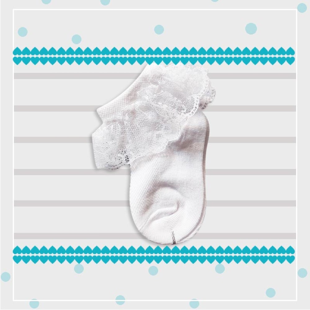 جوراب مچی لب تور سفید دخترانه