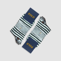 جوراب نیم ساق مردانه راه راه رنگی polo - یشمی