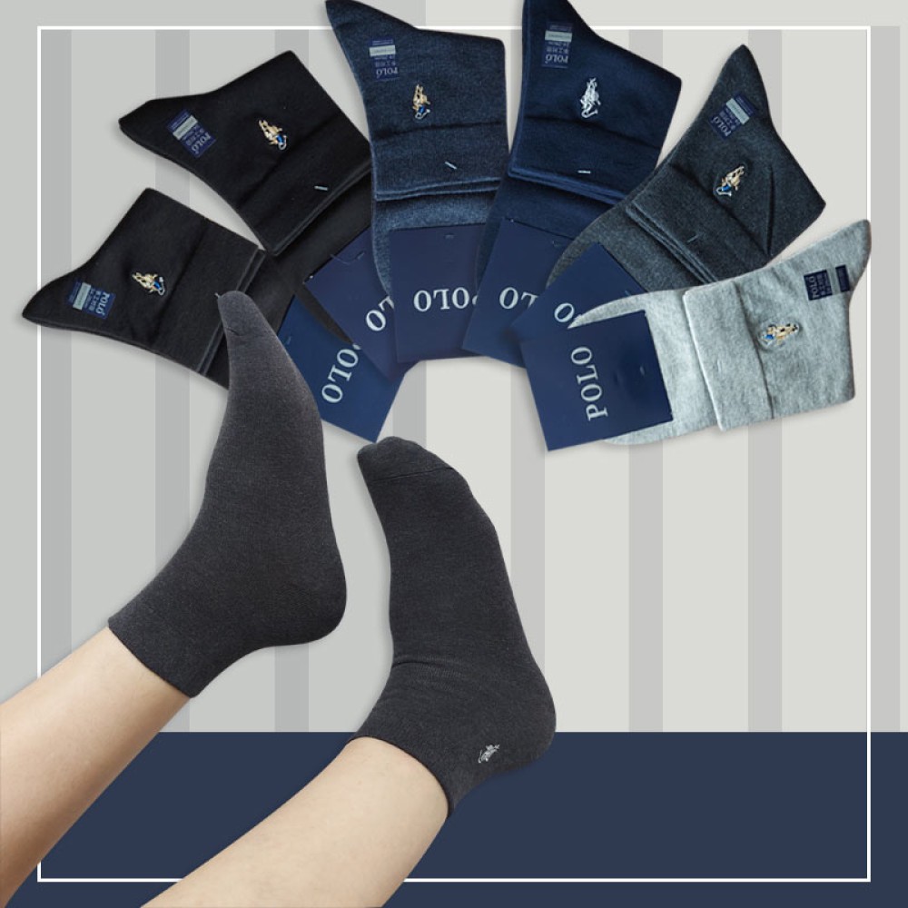 جوراب نیم ساق مردانه تک رنگ گلدوزی شده polo