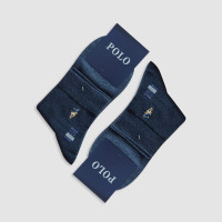 جوراب نیم ساق مردانه تک رنگ گلدوزی شده polo - آبی تیره