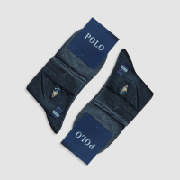 جوراب نیم ساق مردانه تک رنگ گلدوزی شده polo - نوک مدادی
