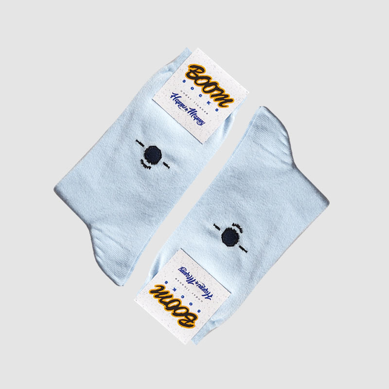 جوراب ساقدار زنانه طرح شکلک ایموجی ـ‌آبی آسمانی