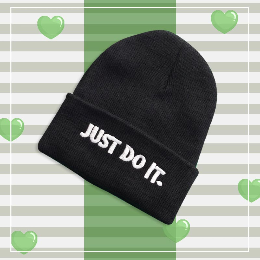 کلاه تک بافت اسپرت گلدوزی شده مشکی Just Do it