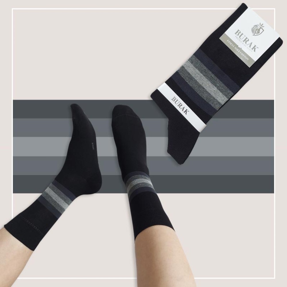 جوراب کلاسیک مردانه طرح 3 خط - 10 رنگ