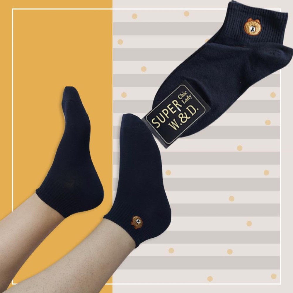 جوراب مچی زنانه طرح گلدوزی شده خرسی D&W - در 5 رنگ