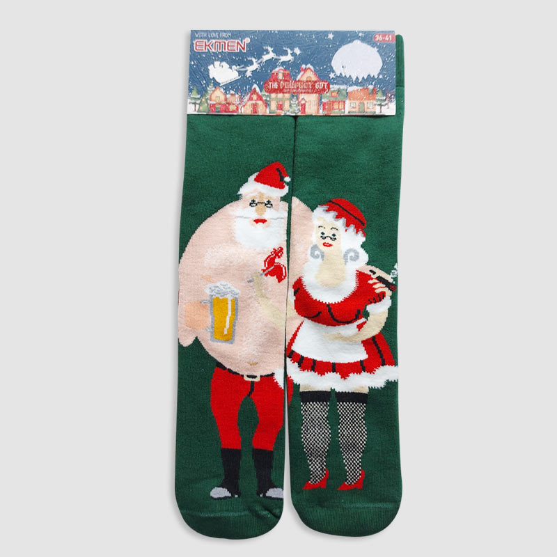 جوراب ساقدار زنانه داخل حوله ای بابانوئل Ekmen‎‎ - طرح 4