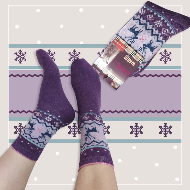 جوراب ساقدار پشمی زنانه طرح لمه دار زمستانه‎‎ - در 7 رنگ