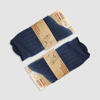جوراب ساقدار پشمی زنانه طرح راه راه کبریتی Coco‎‎ - سورمه ای