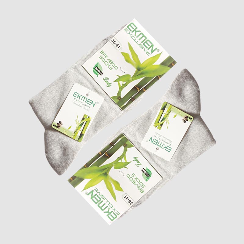 جوراب ساقدار زنانه گیاهی عطری بامبو Ekmen‎‎ - طوسی روشن