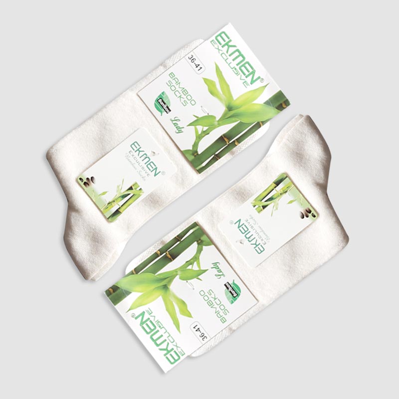 جوراب ساقدار زنانه گیاهی عطری بامبو Ekmen‎‎ - شیری