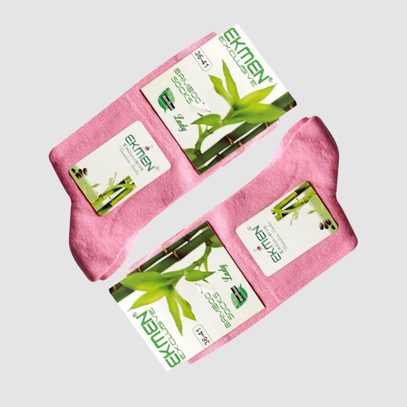 جوراب ساقدار زنانه گیاهی عطری بامبو Ekmen‎‎ - صورتی