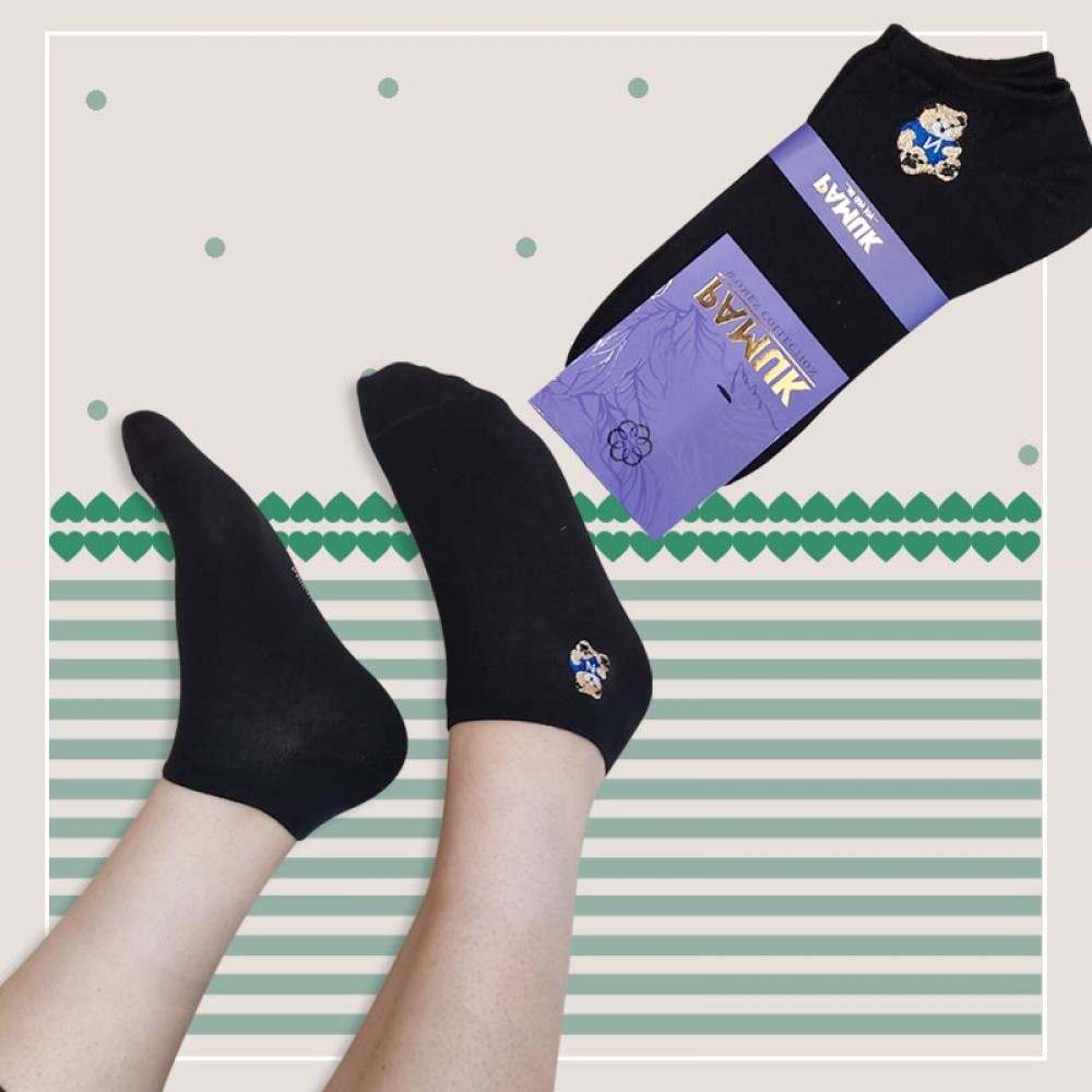 جوراب زیر قوزک زنانه مشکی طرح تدی پاموک‎‎