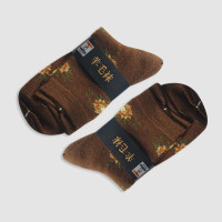جوراب ساقدار پشمی زنانه ظریف طرح گل‎‎ - قهوه ای روشن