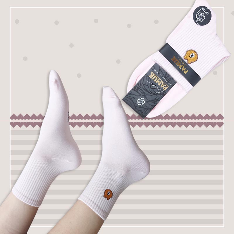 جوراب نیم ساق زنانه گلدوزی شده خرسی پاموک‎‎ - در 5 رنگ
