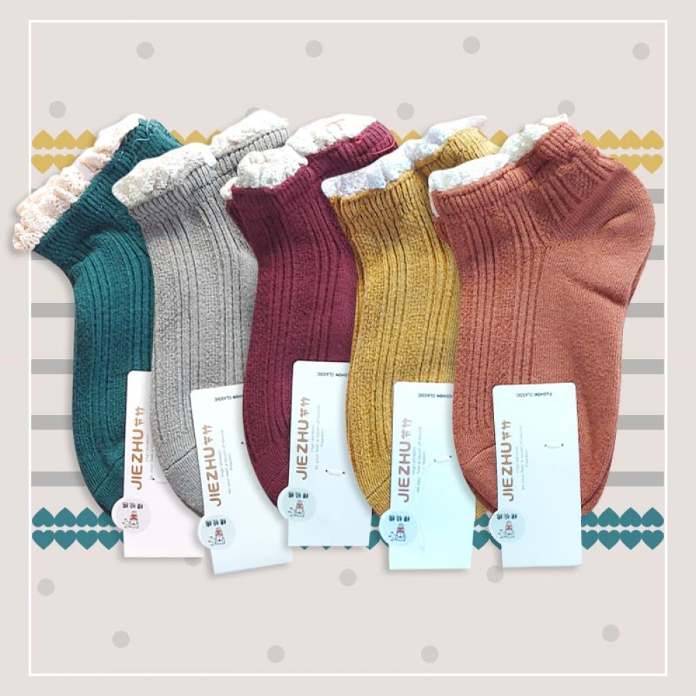 جوراب مچی دخترانه لبه دانتل‎‎ - در 5 رنگ