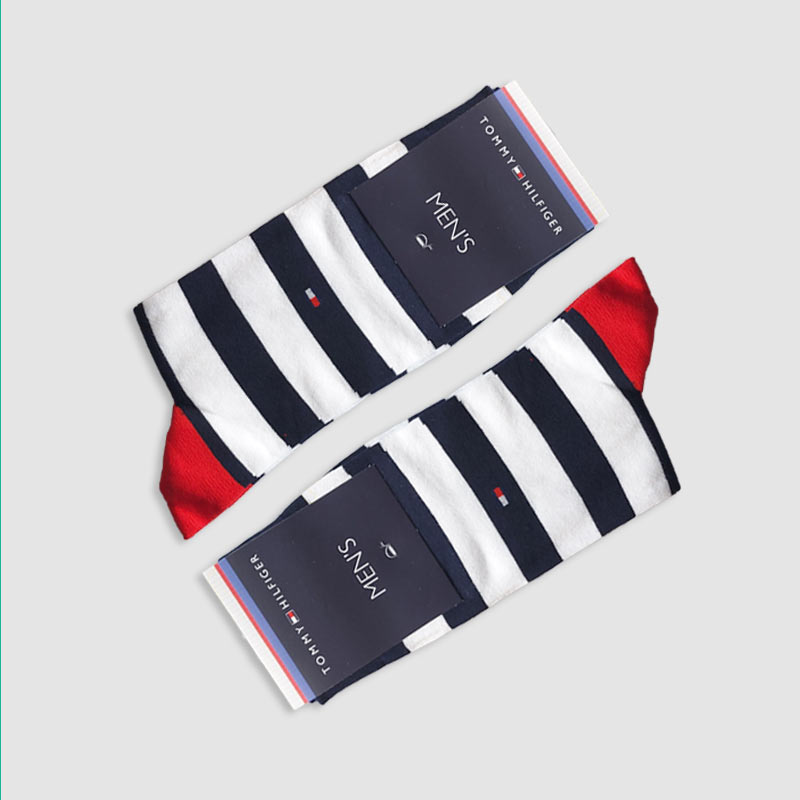 جوراب کلاسیک مردانه طرح راه راه رنگی Tommy‎‎ - سفید