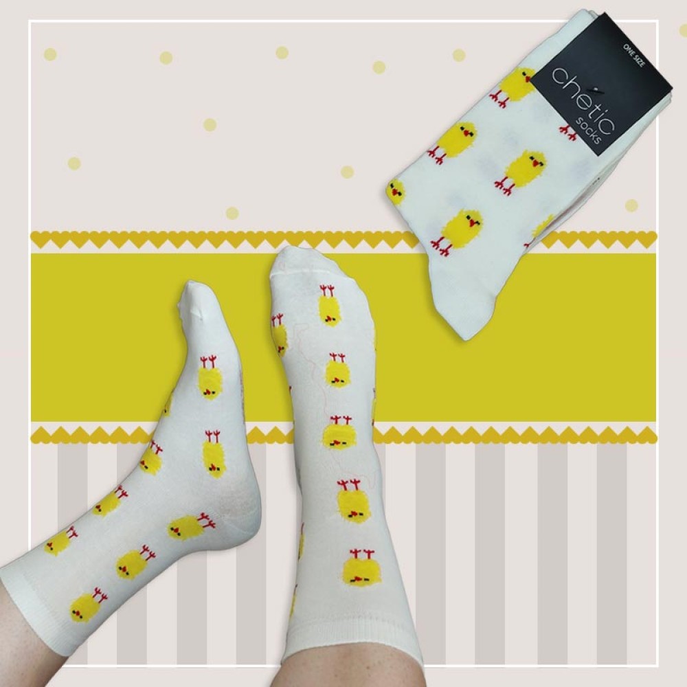  جوراب ساقدار زنانه چتیک طرح جوجه زرد‎