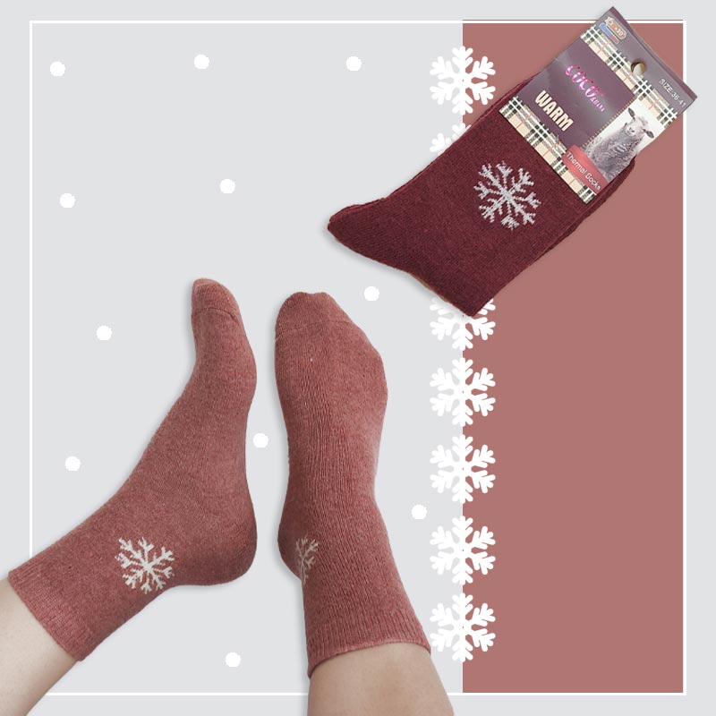 جوراب ساقدار پشمی زنانه طرح زمستانه بلور یخی‎ - در 7 رنگ