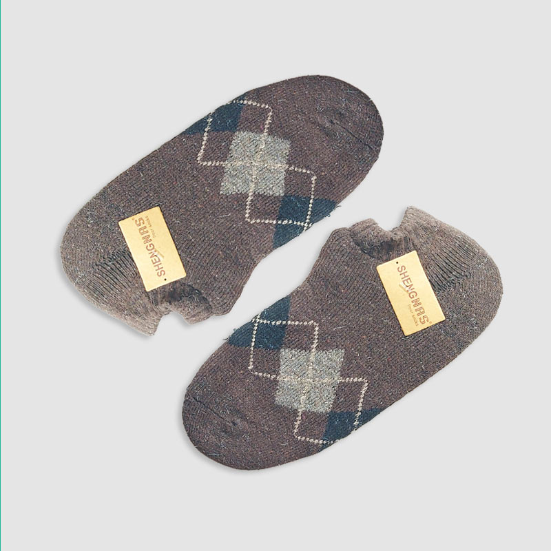 جوراب زیر قوزک مردانه پشمی طرح اسکاچ‎ - قهوه ای