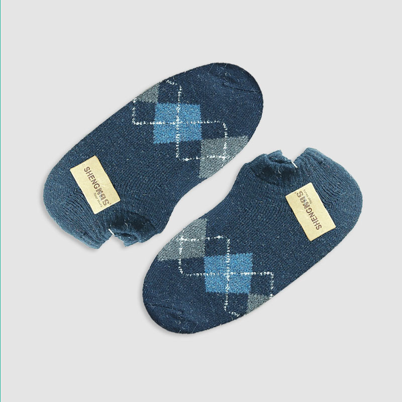 جوراب زیر قوزک مردانه پشمی طرح اسکاچ‎ - سورمه ای