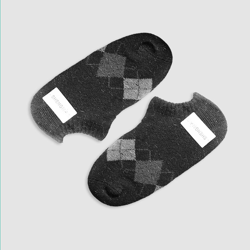 جوراب زیر قوزک مردانه پشمی طرح اسکاچ‎ - مشکی