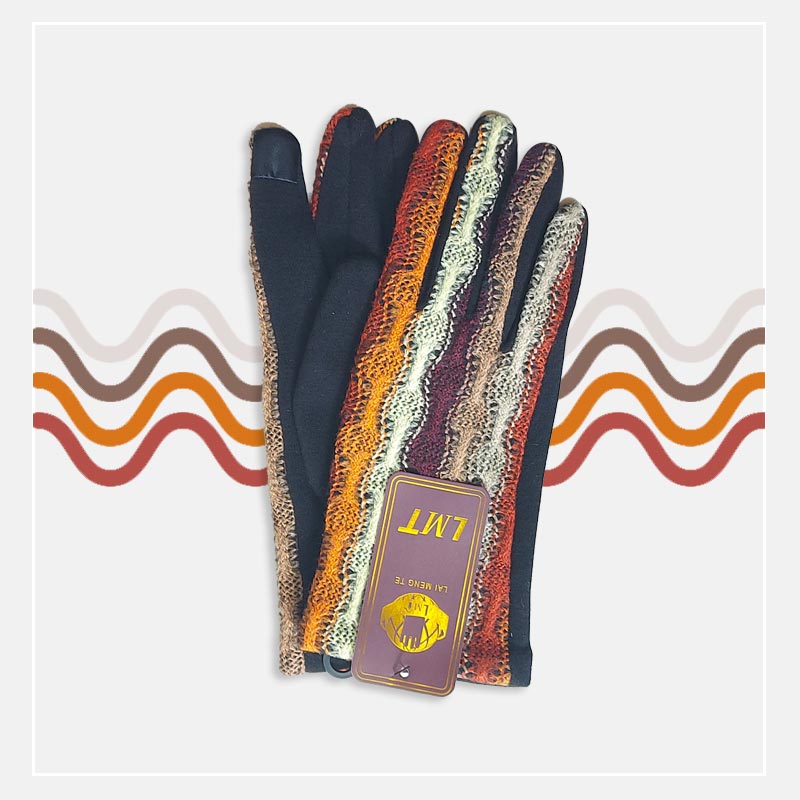 دستکش زنانه زمستانه داخل کرک طرح گلیم‎  - در 4 رنگ
