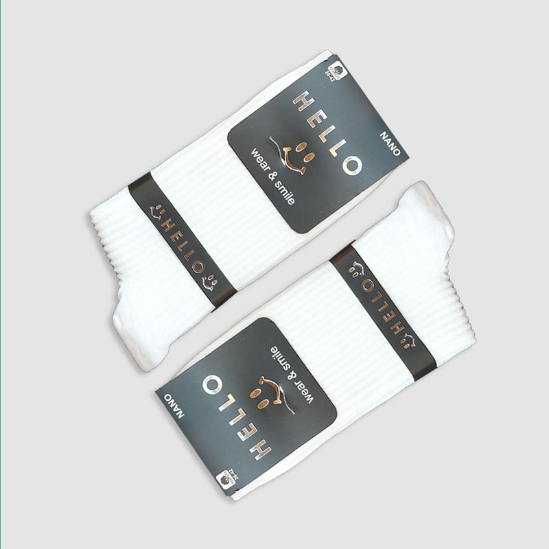 جوراب ساقدار زنانه طرح کبریتی Hello‎  - سفید