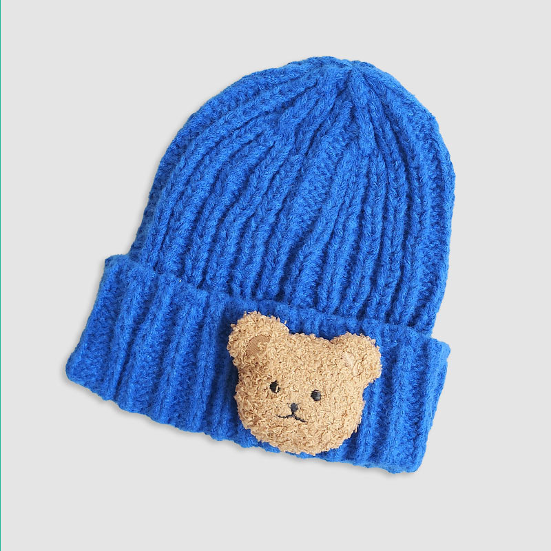کلاه بافت بچگانه اسپرت طرح تدی عروسکی‎ - آبی