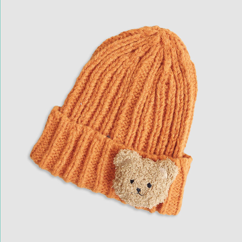 کلاه بافت بچگانه اسپرت طرح تدی عروسکی‎ - نارنجی