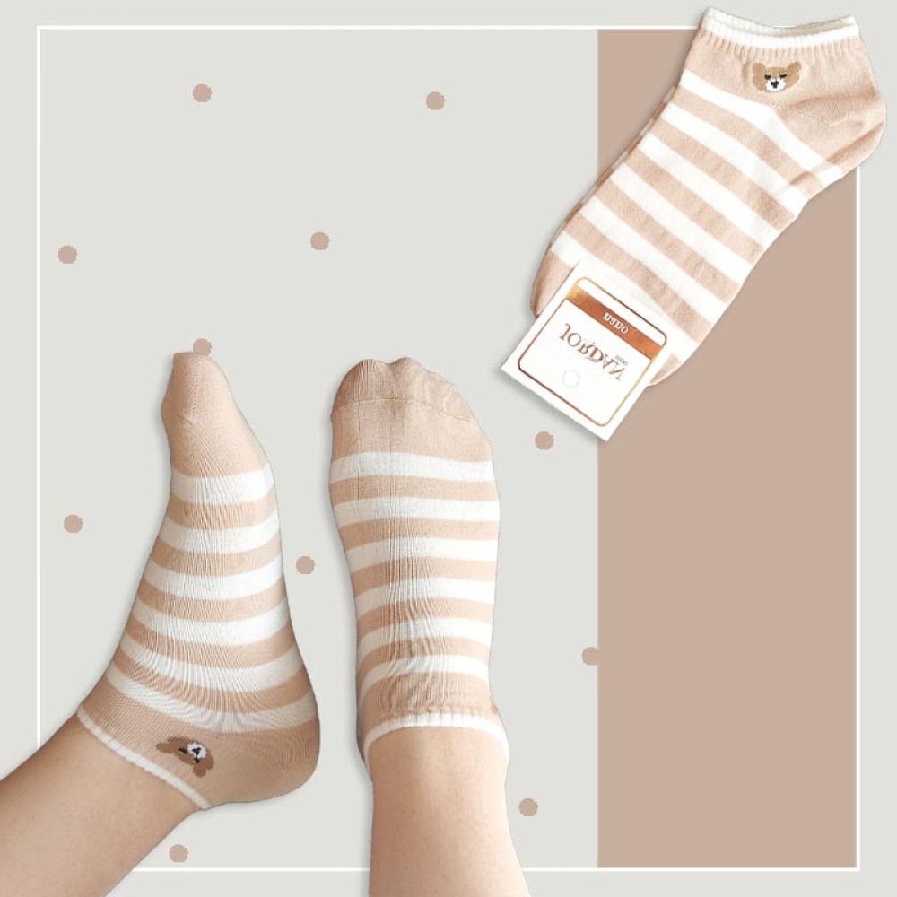 جوراب مچی زنانه طرحدار متنوع کرم‎  - در 6 طرح