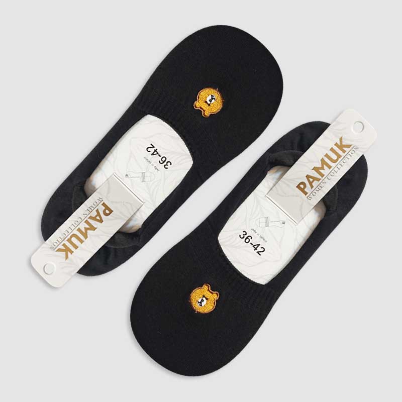 جوراب کالج زنانه طرح گلدوزی شده خرسی پاموک - طرح3