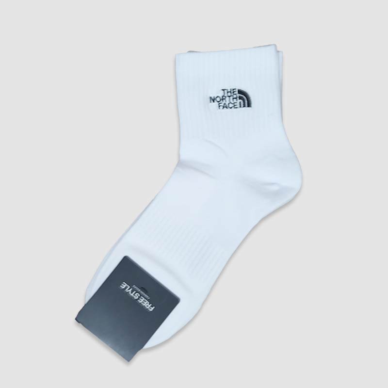 جوراب نیم ساق مردانه گلدوزی شده North face‎  - سفید